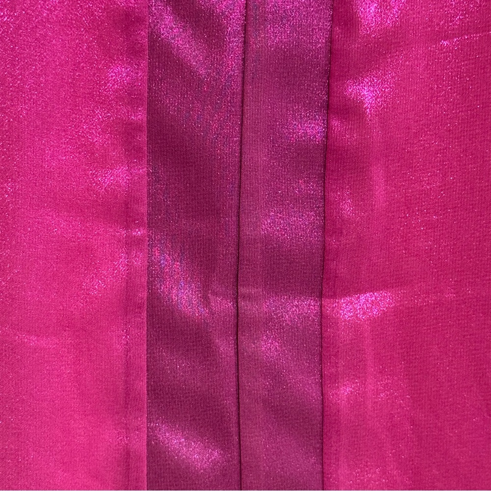 ADRIENNE Fuchsia Two Tone V neckline Racerback Shimmery Loose Fit Blouse Size L - Picture 3 of 6